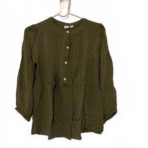 GAP Women's Olive Green Pleated Blouse - Size XS